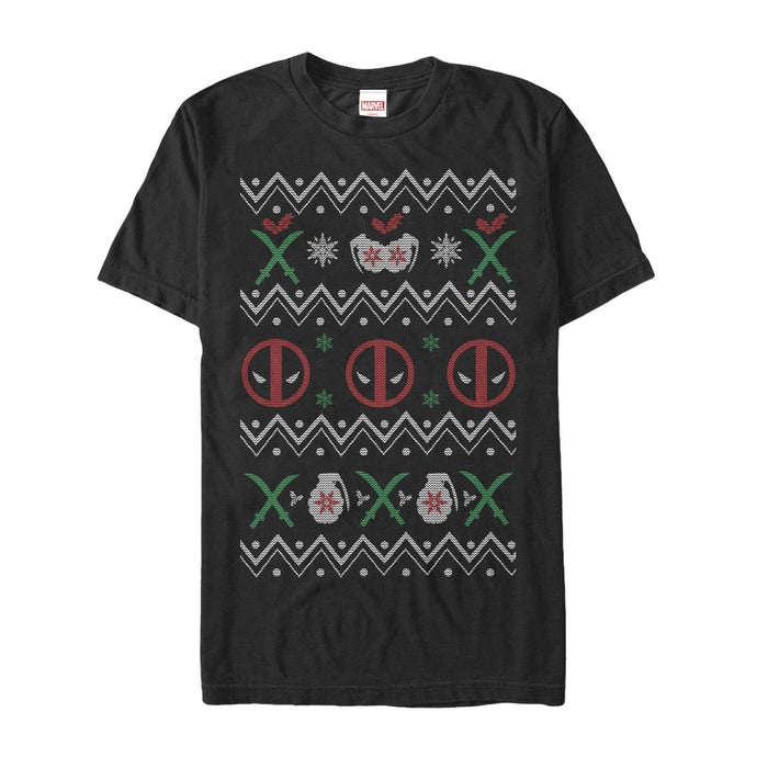 fifth sun Men's Marvel Ugly Christmas Deadpool T-Shirt