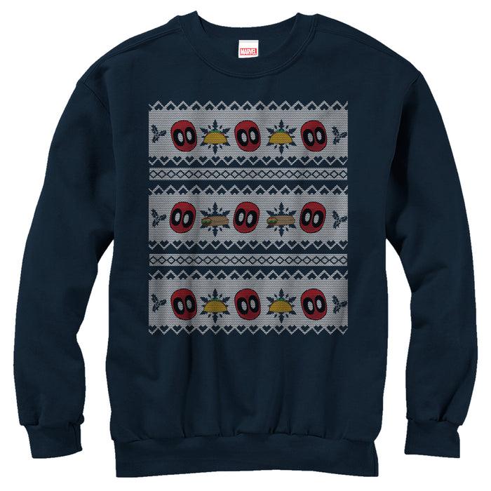 fifth sun Men's Marvel Ugly Christmas Deadpool Taco Sweatshirt