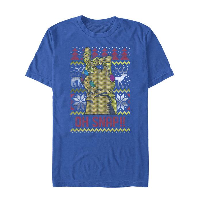 fifth sun Men's Marvel Ugly Christmas Oh Snap Thanos T-Shirt