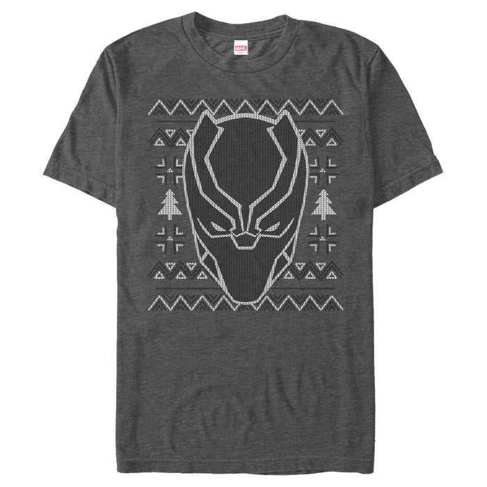 fifth sun Men's Marvel Ugly Christmas Panther Mask T-Shirt