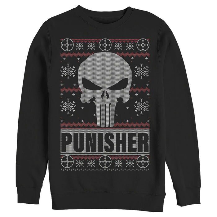 fifth sun Men's Marvel Ugly Christmas Punisher Logo Sweatshirt