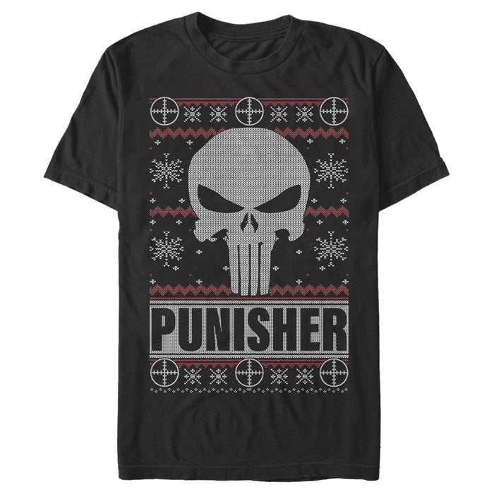 fifth sun Men's Marvel Ugly Christmas Punisher Logo T-Shirt