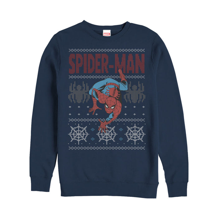 fifth sun Men's Marvel Ugly Christmas Spider-Man Crawl Sweatshirt