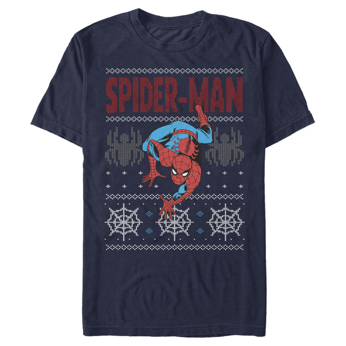 fifth sun Men's Marvel Ugly Christmas Spider-Man Crawl T-Shirt