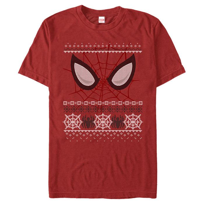 fifth sun Men's Marvel Ugly Christmas Spider-Man Mask T-Shirt