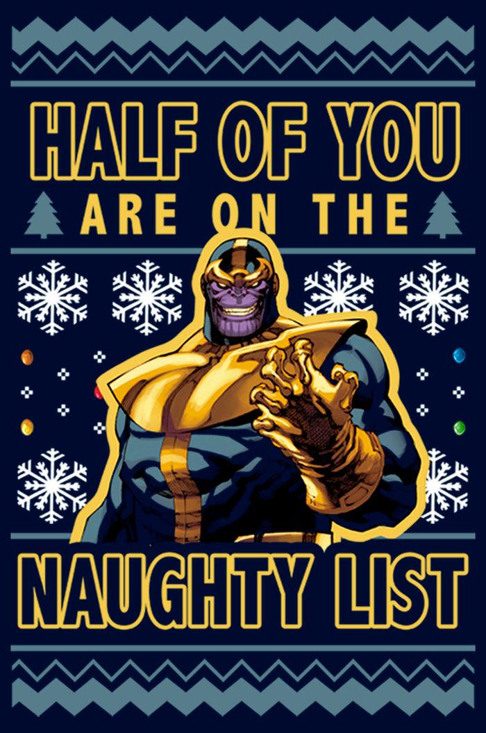 Fifth Sun Men's Marvel Ugly Christmas Thanos Naughty List Sweatshirt