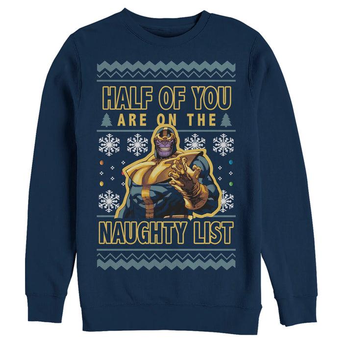 fifth sun Men's Marvel Ugly Christmas Thanos Naughty List Sweatshirt