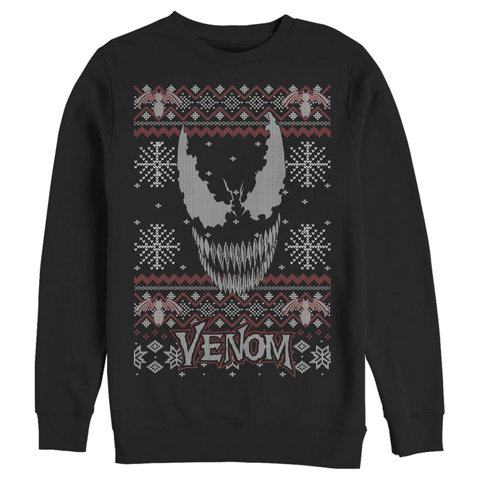 fifth sun Men's Marvel Ugly Christmas Venom Face Sweatshirt