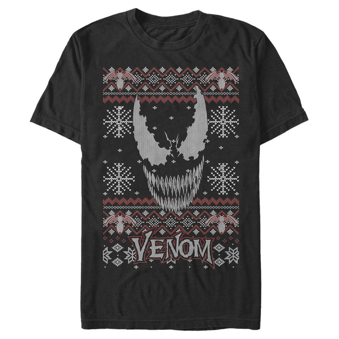 fifth sun Men's Marvel Ugly Christmas Venom Face T-Shirt