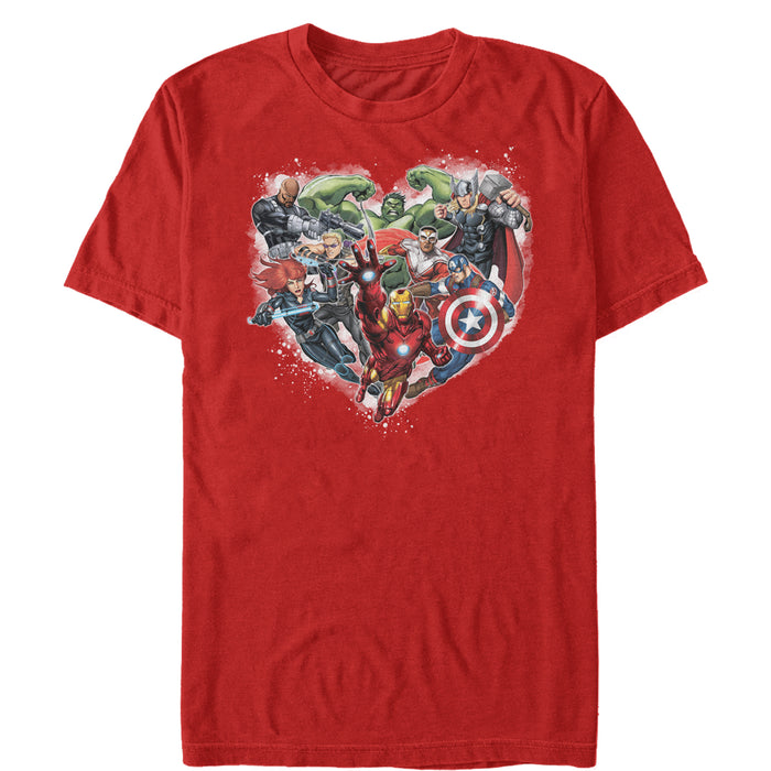 Fifth Sun Men's Marvel Valentine's Day Avenger Heart Collage T-Shirt