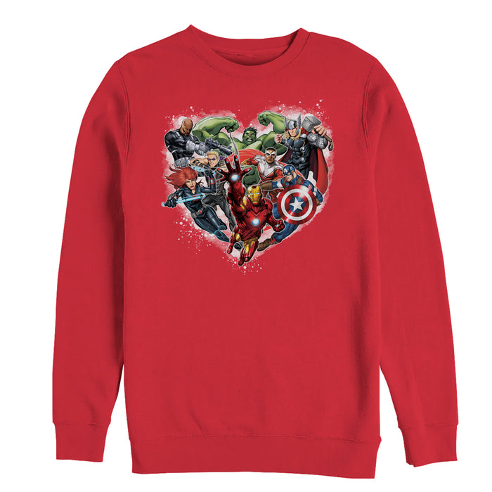 fifth sun Men's Marvel Valentine's Day Avenger Heart Collage Sweatshirt