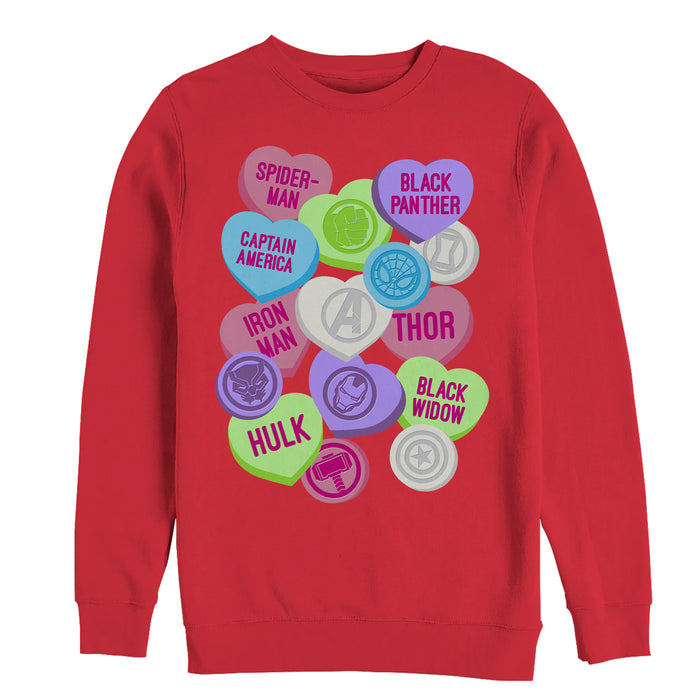 fifth sun Men's Marvel Valentine's Day Candy Heart Heroes Sweatshirt