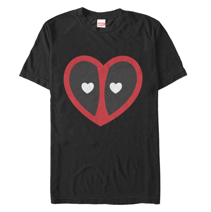 fifth sun Men's Marvel Valentine's Day Deadpool Heart Mask T-Shirt