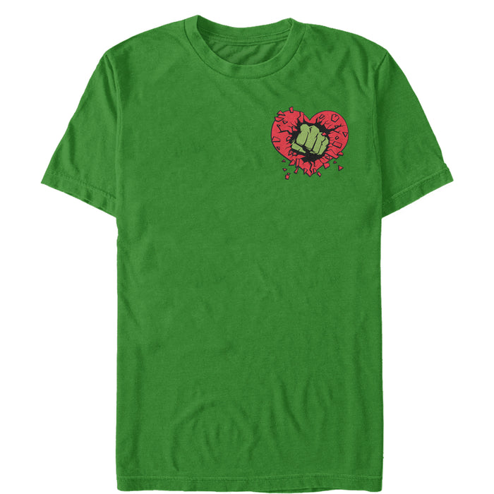 fifth sun Men's Marvel Valentine's Day Hulk Heart Smash T-Shirt