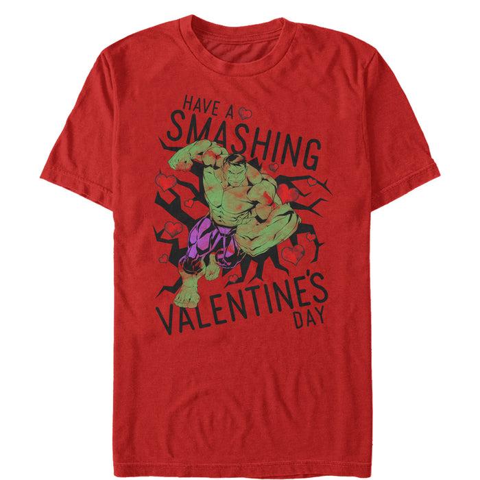 fifth sun Men's Marvel Valentine's Day Hulk Smashing T-Shirt