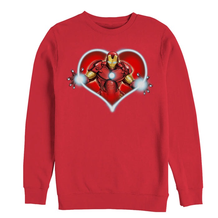 fifth sun Men's Marvel Valentine's Day Iron Man Heart Frame Sweatshirt