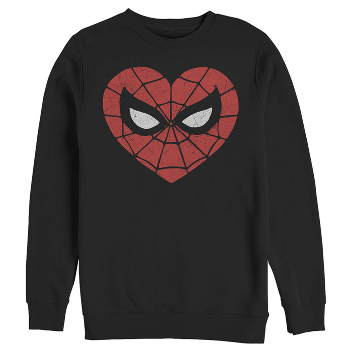 fifth sun Men's Marvel Valentine's Day Spider-Man Heart Mask Sweatshirt