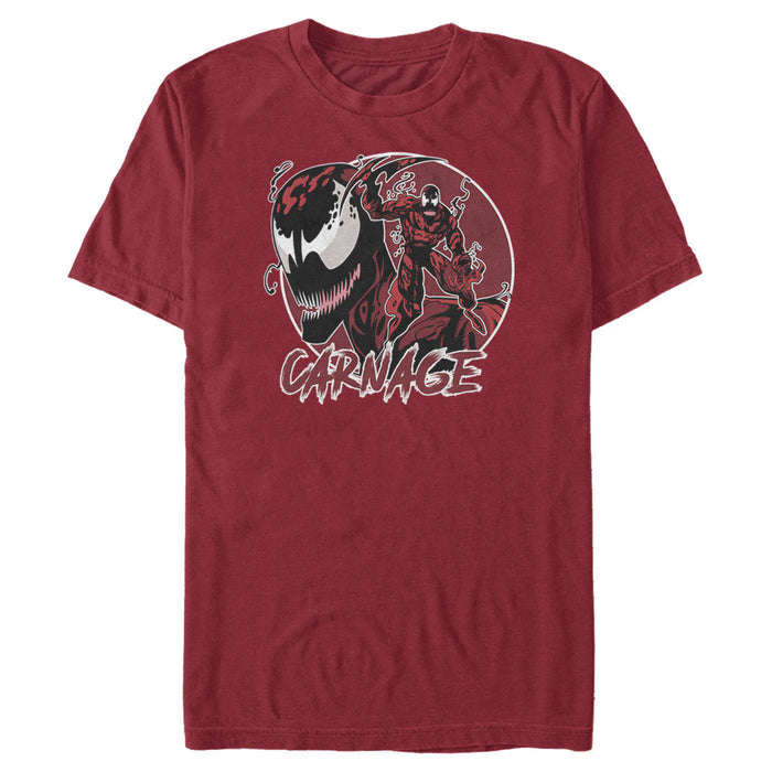 fifth sun Men's Marvel Venom Carnage Mask Circle T-Shirt