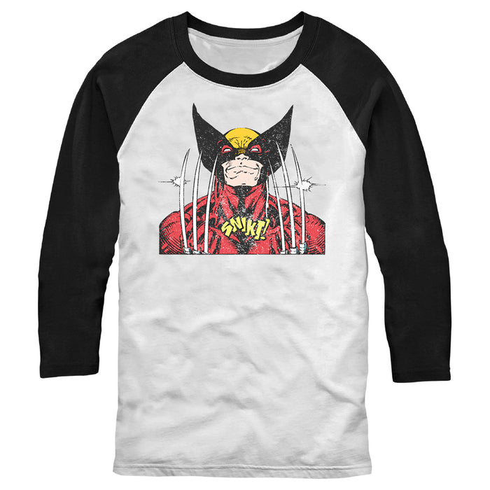 fifth sun Men's Marvel Wolverine Vintage Snikt Baseball Tee