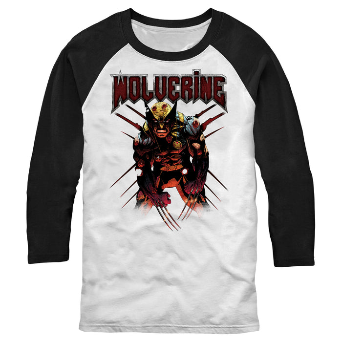 fifth sun Men's Marvel X-Men Wolverine Scratch Baseball Tee