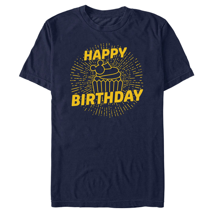 fifth sun Men's Mickey & Friends Happy Birthday Cupcake T-Shirt