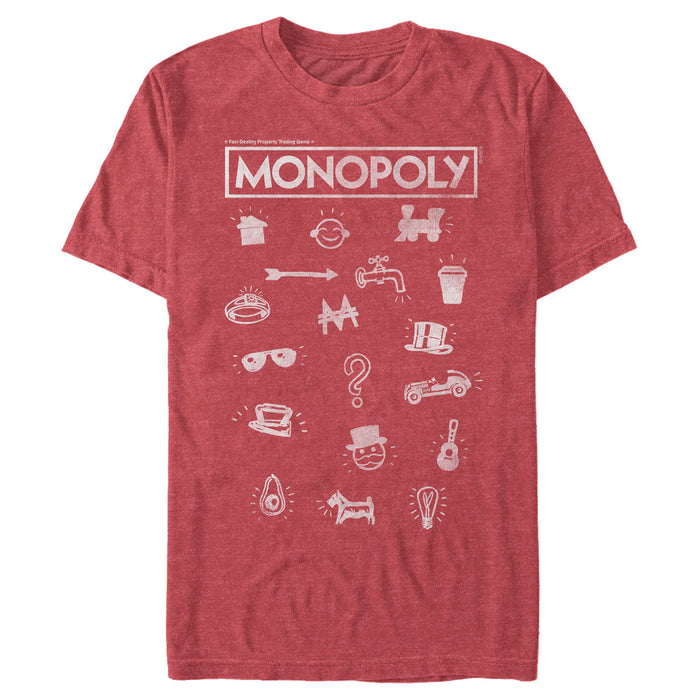 fifth sun Men's Monopoly Favorite Board Game Icons T-Shirt
