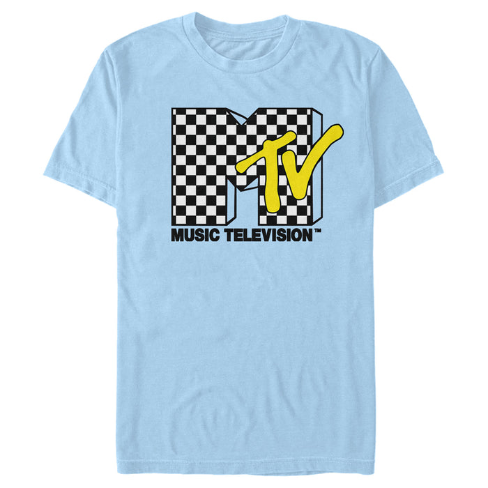 fifth sun Men's MTV Checker Black and White Logo T-Shirt