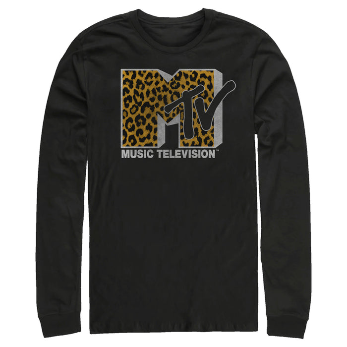 Fifth Sun Men's MTV Cheetah Print Logo Long Sleeve Shirt