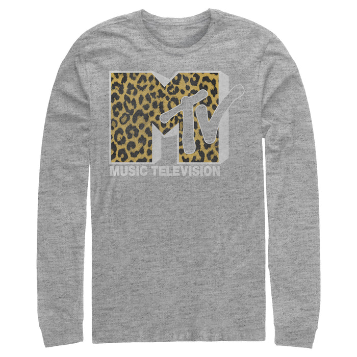fifth sun Men's MTV Cheetah Print Logo Long Sleeve Shirt