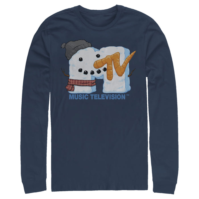 fifth sun Men's MTV Christmas Logo Snowman Long Sleeve Shirt