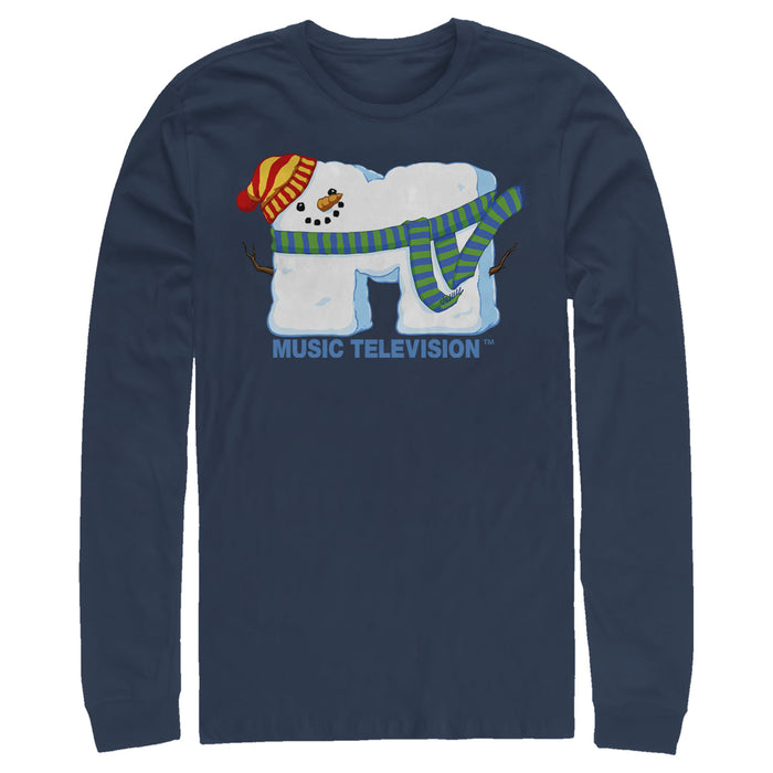 fifth sun Men's MTV Christmas Snowman Logo Long Sleeve Shirt