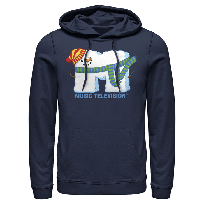 fifth sun Men's MTV Christmas Snowman Logo Pull Over Hoodie