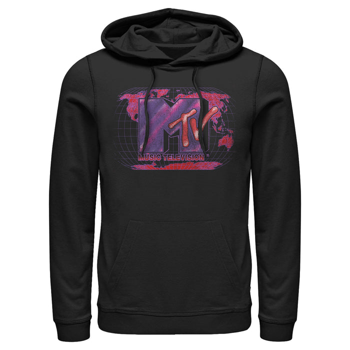 fifth sun Men's MTV Dot Print Globe Logo Pull Over Hoodie
