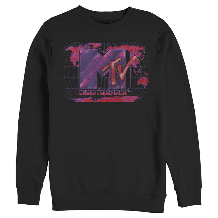 fifth sun Men's MTV Dot Print Globe Logo Sweatshirt