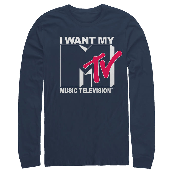 fifth sun Men's MTV I Want My Music Television Long Sleeve Shirt