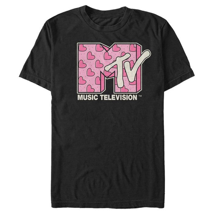 fifth sun Men's MTV Valentine's Day Pink Heart Logo T-Shirt