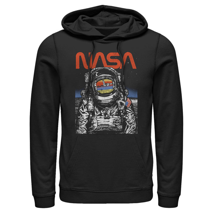 fifth sun Men's NASA Astronaut Moon Reflection Vintage Retro Pull Over Hoodie