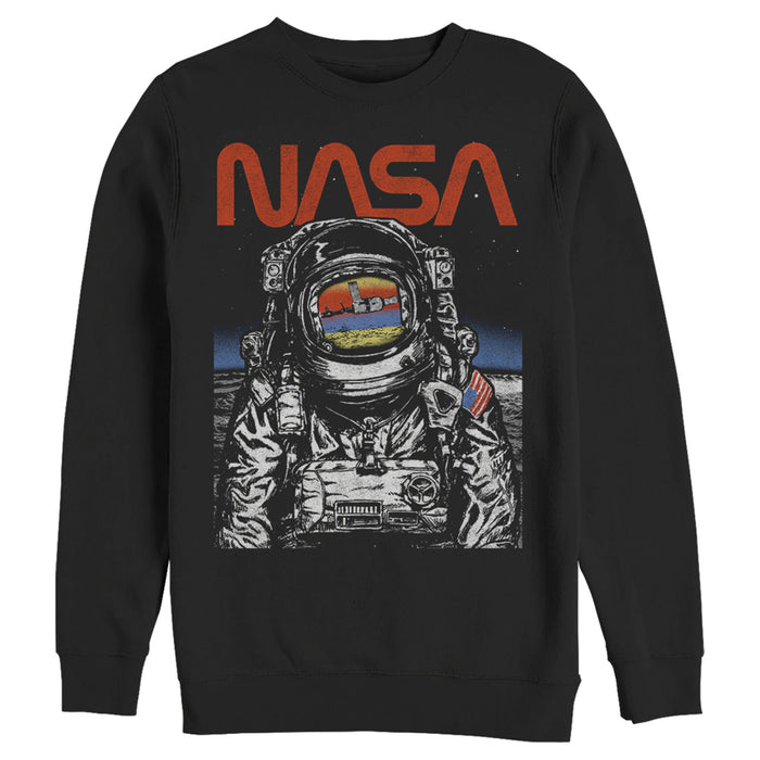 fifth sun Men's NASA Astronaut Moon Reflection Vintage Retro Sweatshirt