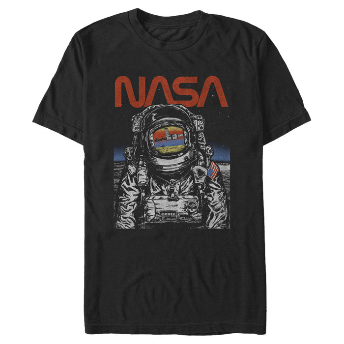 fifth sun Men's NASA Astronaut Moon Reflection Vintage Retro T-Shirt