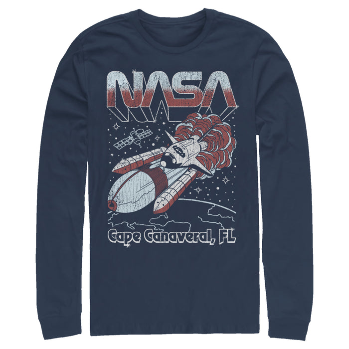 fifth sun Men's NASA Cape Canaveral FL Blast Off Retro Long Sleeve Shirt