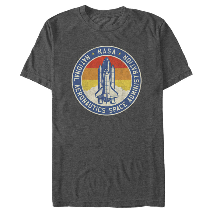 fifth sun Men's NASA Circle Shuttle Take Off Left Chest Back T-Shirt