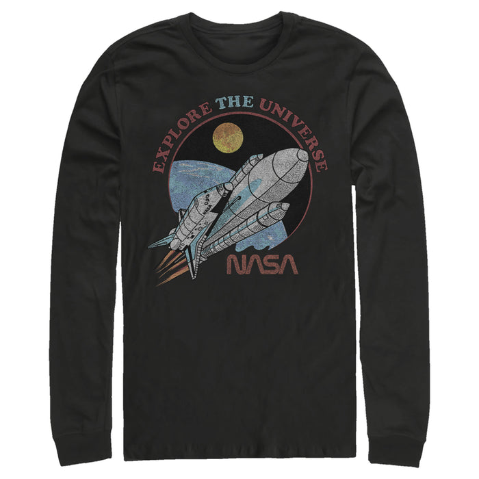 fifth sun Men's NASA Explore The Universe Circle Portrait Long Sleeve Shirt