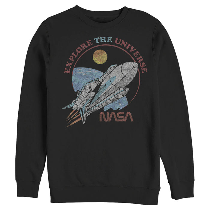 fifth sun Men's NASA Explore The Universe Circle Portrait Sweatshirt