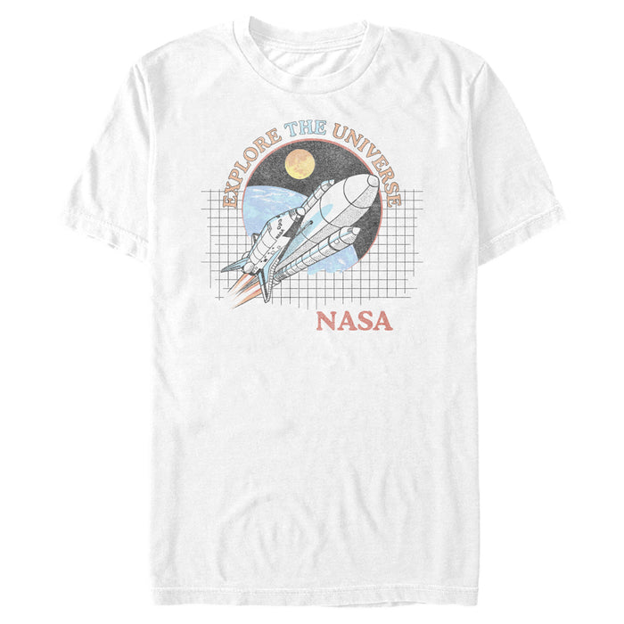 fifth sun Men's NASA Explore The Universe Rocket Retro Logo T-Shirt