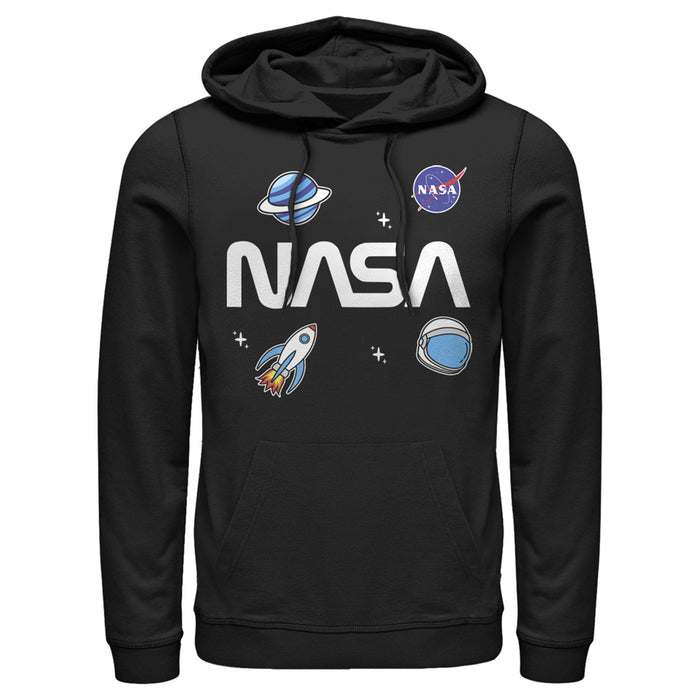fifth sun Men's NASA Logo Space Emoji Pull Over Hoodie