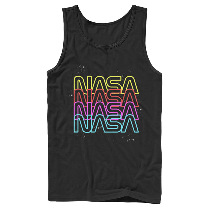 fifth sun Men's NASA Neon Rainbow Repeat Text Logo Tank Top
