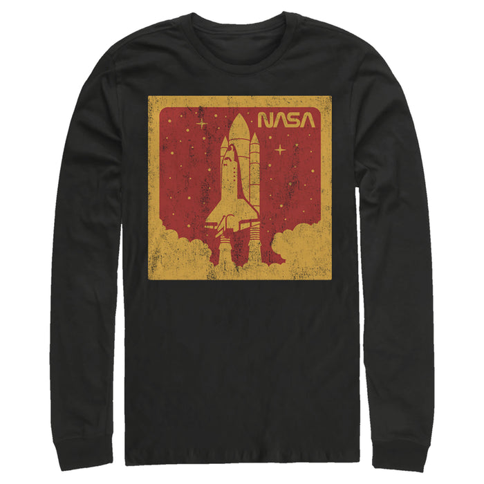 fifth sun Men's NASA Red And Orange Rocket Launch Poster Long Sleeve Shirt