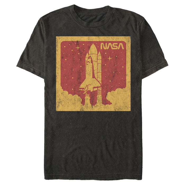 fifth sun Men's NASA Red And Orange Rocket Launch Poster T-Shirt
