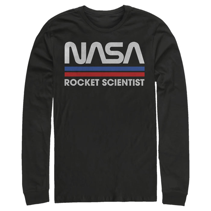 fifth sun Men's NASA Rocket Scientist Vintage Striped Logo Long Sleeve Shirt