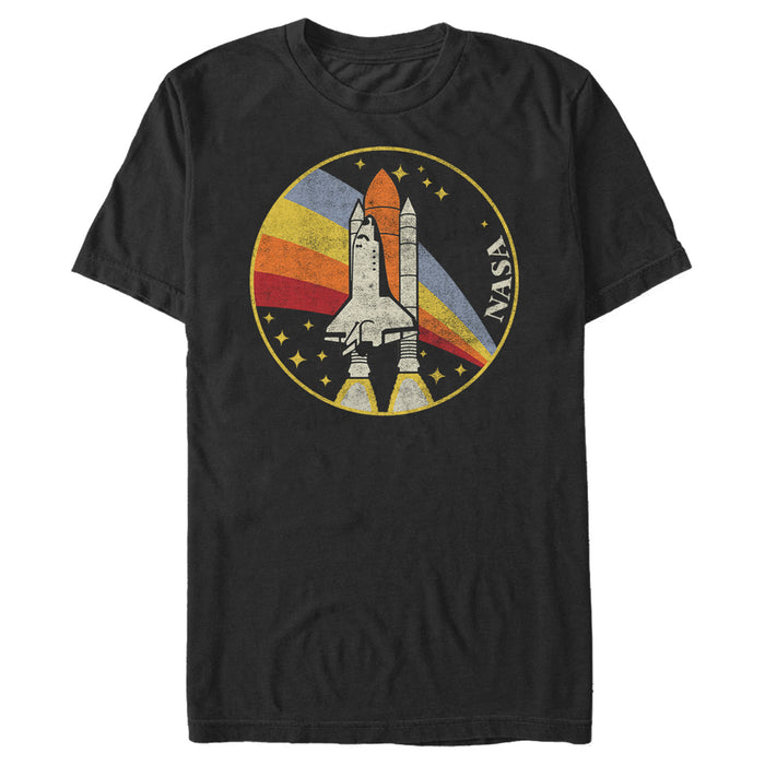 fifth sun Men's NASA Shuttle Launch Into Rainbow T-Shirt